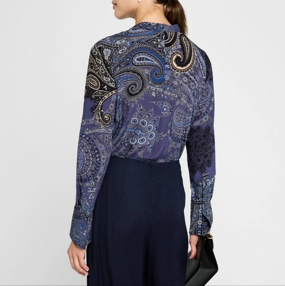 Kobi Halperin Bronson Paisley-Print Silk Button Up Long Sleeves Blouse Size SM - Picture 4 of 16